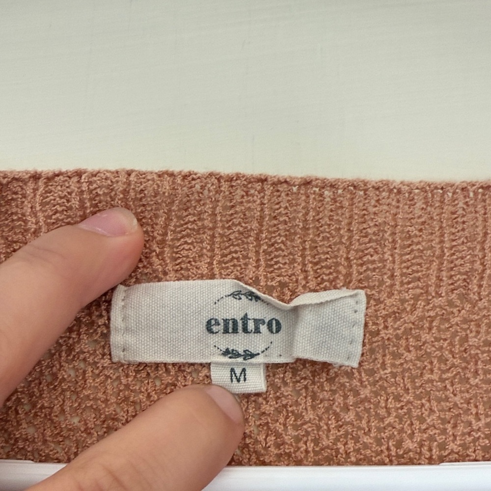 Entro Textured Knit Blouse Peach Medium - Picture 5 of 7